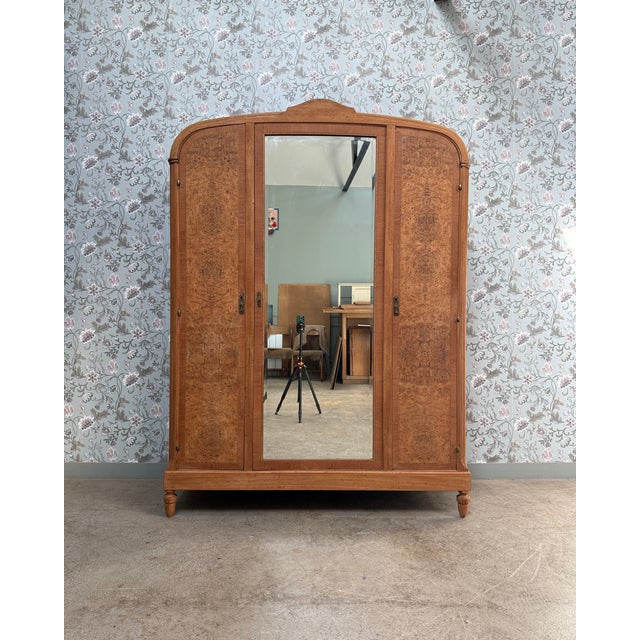 Large Art Deco Wardrobe in Speckled Maple, 1930s For Sale - Image 17 of 17