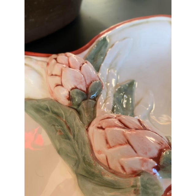 1970s Carraro Italian Majolica Artichoke Divided Dish For Sale - Image 5 of 6