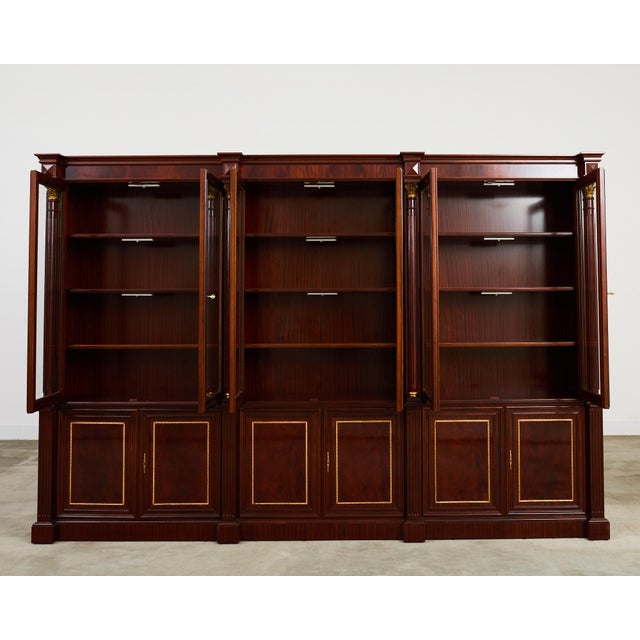 Traditional Grand Regency Style Bronze Mounted Mahogany Library Bookcase For Sale - Image 3 of 12