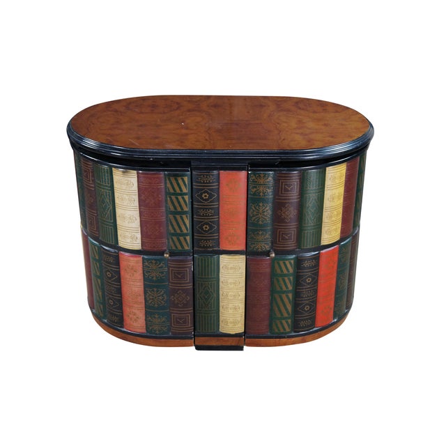 Mid-Century Modern Late 20th Century Design Toscano Nettlestone Library Ensemble Faux Book Nesting Game Table Chairs For Sale - Image 3 of 16
