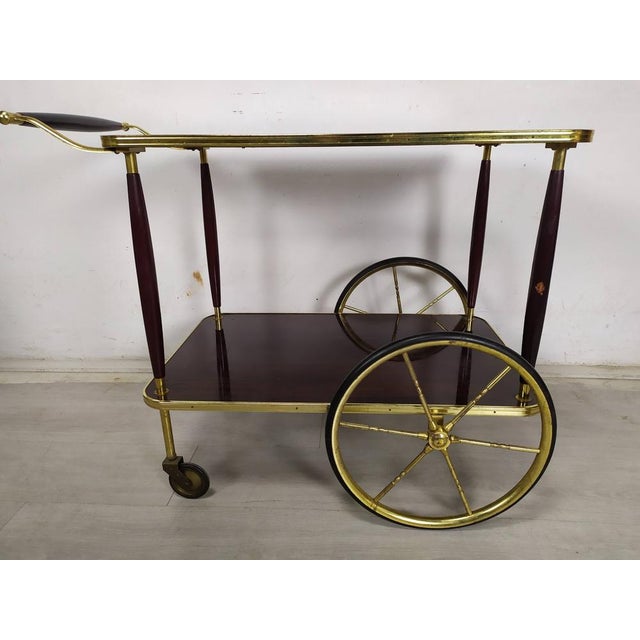 Vintage Brass Service Trolley, 1950s, in Good conditions. Designed 1950 to 1959
