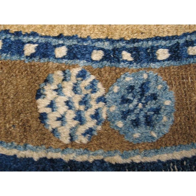 Mid 18th Century 1750s Tan Camel Geometric Antique Chinese Ningxia Saddle Cover Rug 2'4" X 4'6" Hand Knotted Pile Wool Carpet For Sale - Image 5 of 6