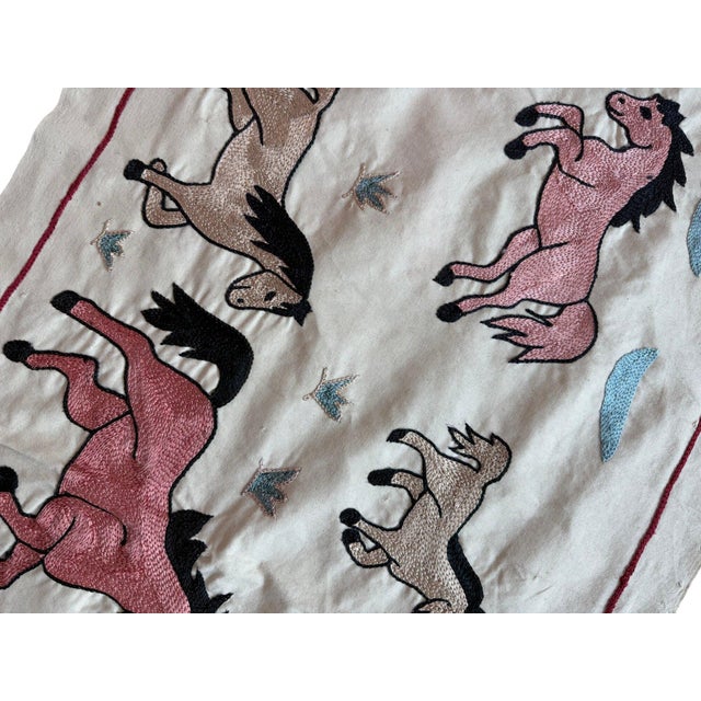 1960s Twelve Horse Suzani Wall Hanging For Sale - Image 5 of 6
