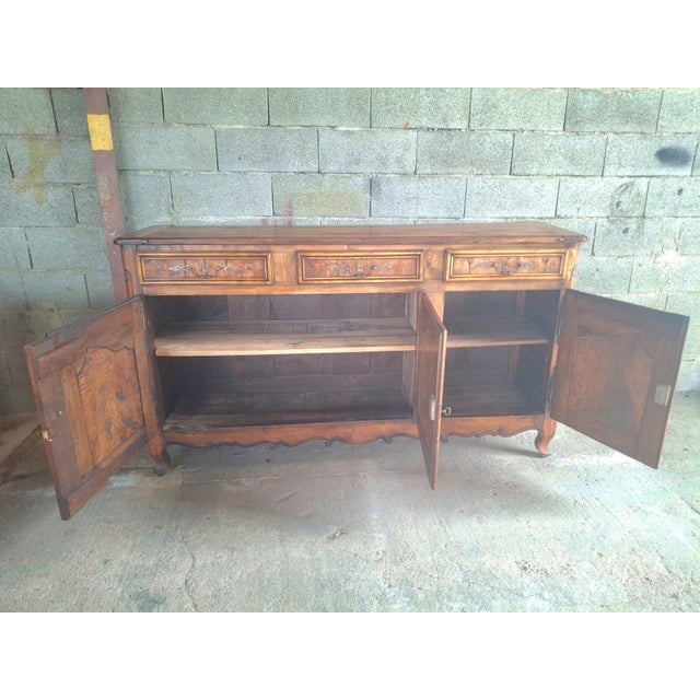 Wood Large Louis XV Style Sideboard in Oak and Burl Wood For Sale - Image 7 of 8