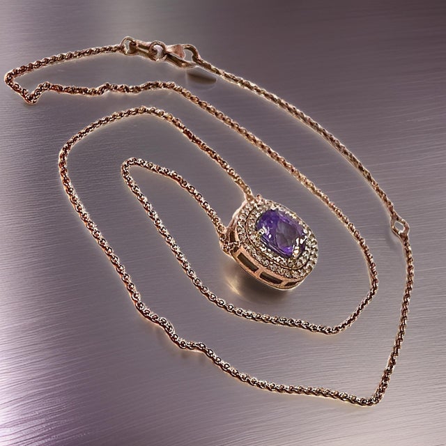 2010s Natural Sapphire Diamond Pendant 18" 14k WG 3.84 TCW Certified For Sale - Image 5 of 12