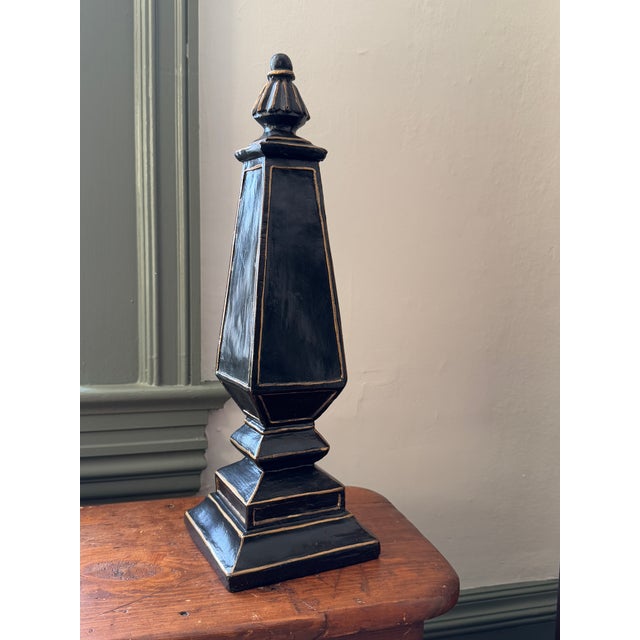 English Vintage Black & Gold Obelisk For Sale - Image 3 of 5