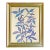 Original Framed Botanical Leaf Painting, Periwinkle Blue Wall Art, Oil on Canvas in Gold Frame, 15x19 Minimalist Boho Home Decor For Sale