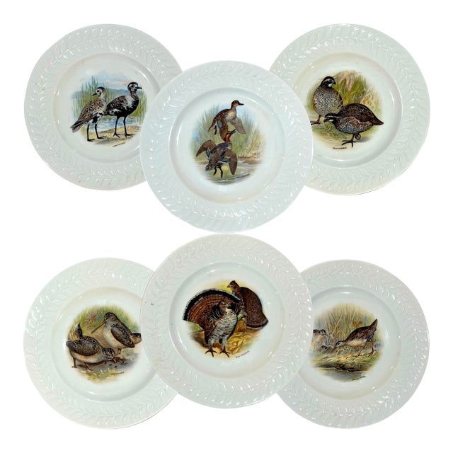 Vintage Theodore Haviland Porcelain Game Bird Plates by Edwin Megargee - Set of Six For Sale