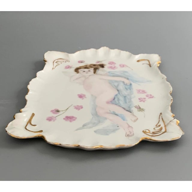 Antique 1900s Art Nouveau Belle Epoque Limoges Porcelain Jean Pouyat Hand Painted Cake Dish Plate For Sale In Miami - Image 6 of 13