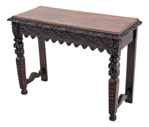 Antique Victorian Carved Oak Writing Table, 1800s
