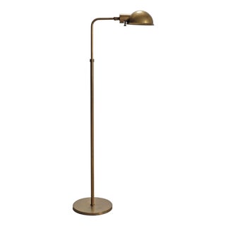 Art Deco Style Patinated Brass Adjustable Pharmacy Floor Lamp For Sale