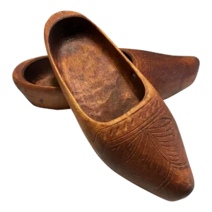 1920s Antique Dutch Carved Wooden Clogs - a Pair