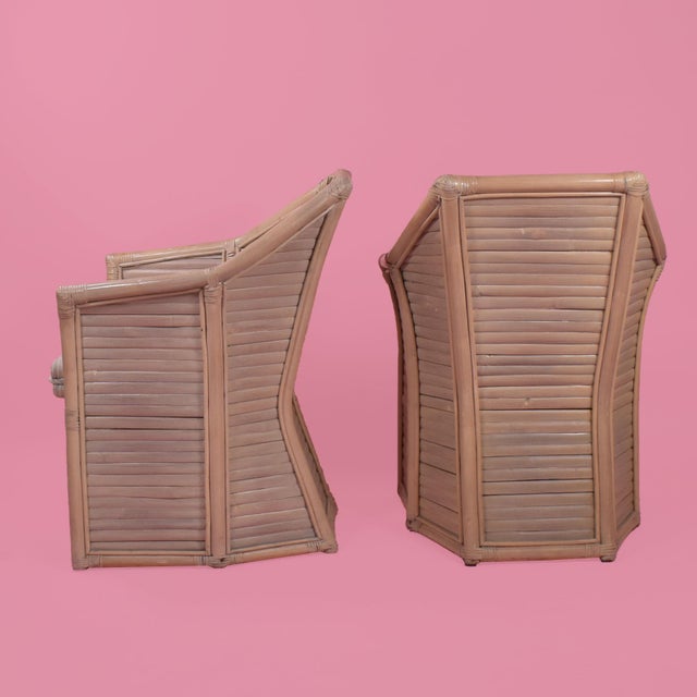 Pair of Split Bamboo Geometrical Lounge Chairs For Sale - Image 4 of 6