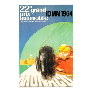Monaco Grand Prix 1964 J May J Ramel Vintage Automobile Racing Poster