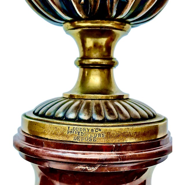 Bronze Pair of “Grand Tour” Bronze and Marble Urns by L. Oudry & Cie For Sale - Image 8 of 8