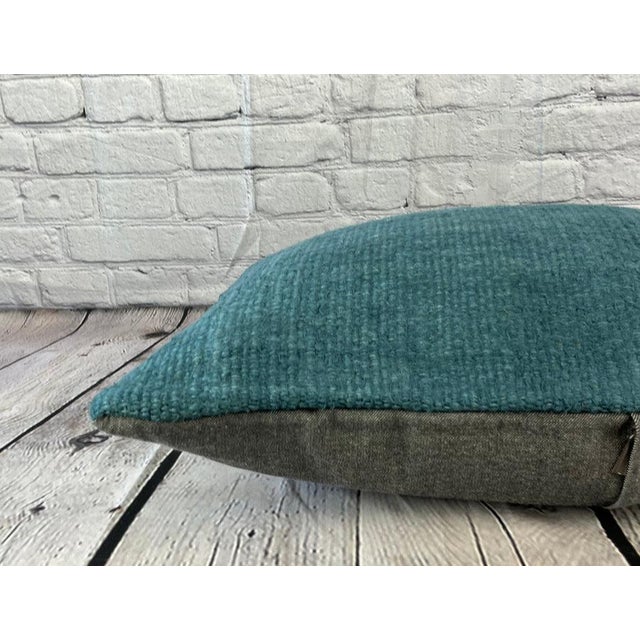 16 x 24 Hemp Pillow Turkish Cushion Natural Grayish Blue Pillow Cushion Cover For Sale - Image 4 of 4