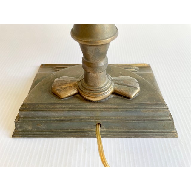 Mid 20th Century Art Deco Brass Library Bankers Desk Lamp For Sale - Image 11 of 12