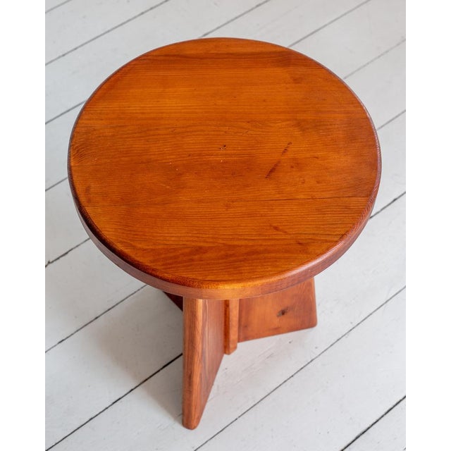 Wood Scandinavian Stained Pine Stool, Set of 2 For Sale - Image 7 of 9