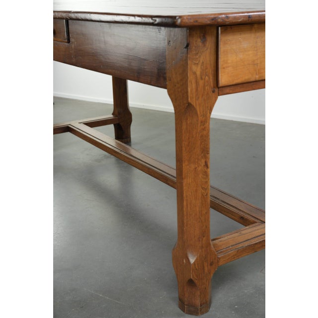Antique 18th Century French Dining Table with Fruitwood Top and Oak Base For Sale - Image 11 of 14