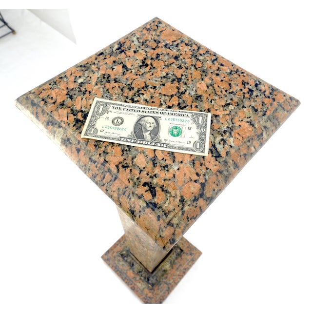 Early 20th Century Tall Antique c1920s Brass Mount Inlayed Granite 12” Square Pedestal Stand MINT For Sale - Image 5 of 11
