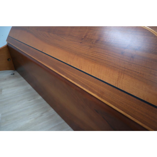 Italian Curved Walnut Bed Frame with Storage Headboard, 1970s For Sale - Image 18 of 18