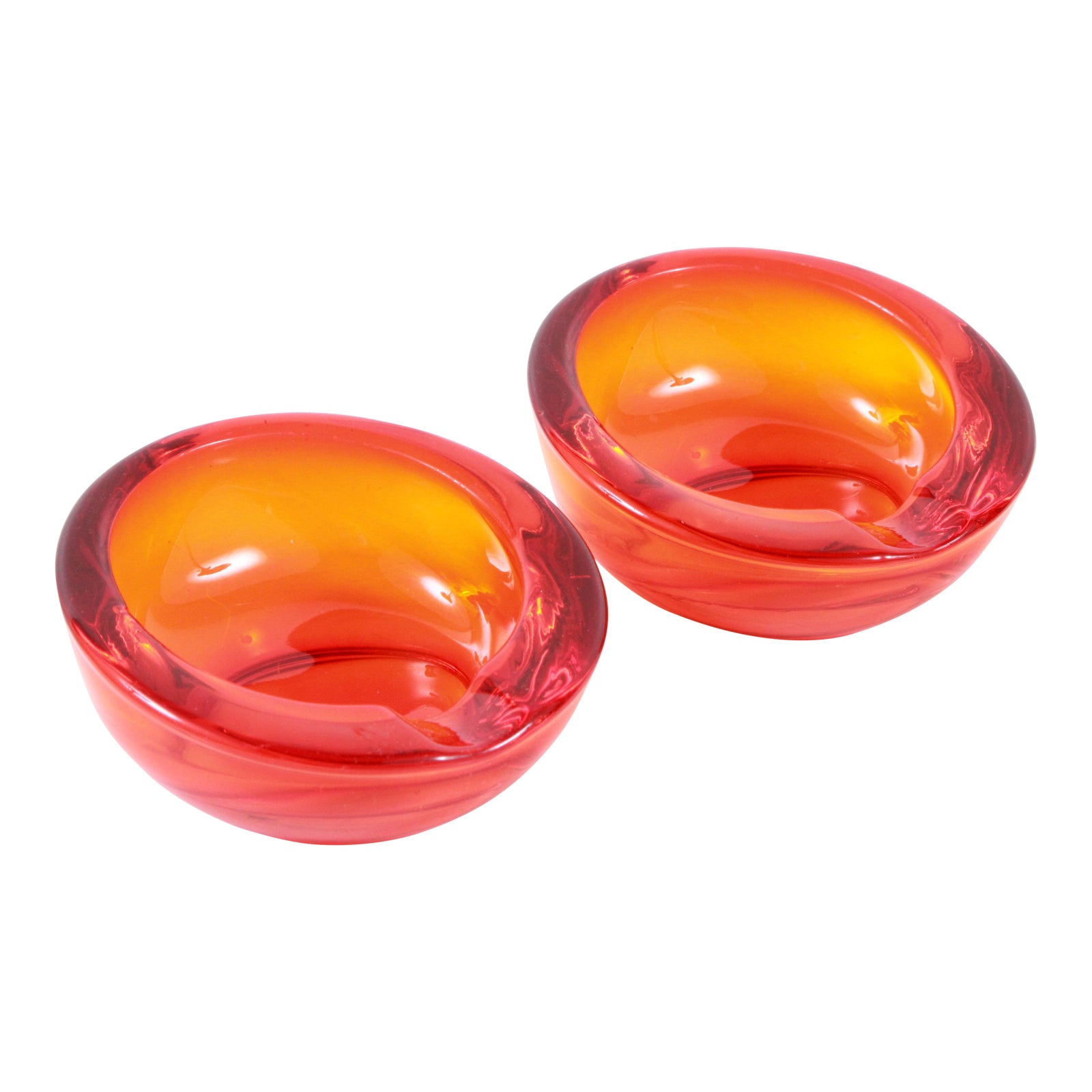 Mid Century Modern Viking Glass Orange Orb Ashtrays a Pair Chairish