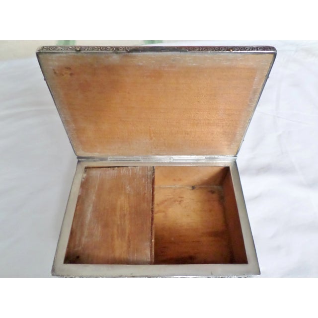 Wood Antique Baroque Sterling Silver Music Box Trinket Box For Sale - Image 7 of 11