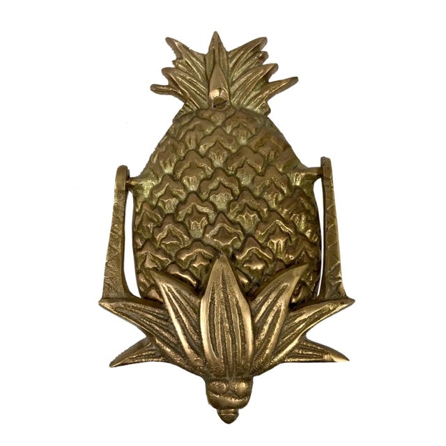 Antiqued Brass Pineapple Door Knocker - 5-1/2" For Sale - Image 4 of 4