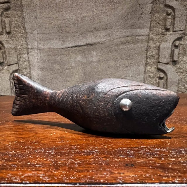 AMBIANIC presents 1960s Modern Fish Handcrafted Wood Bottle Opener Unmarked 6.25 w x 1.75 tall x 1.5 Preowned vintage...