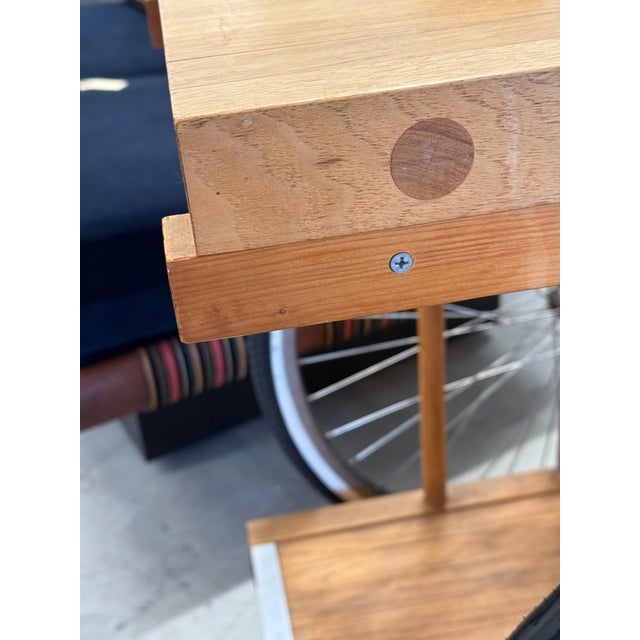 Mid-Century Modern Bill W. Saunders Butcher Block Bar Cart with Bicycle Wheels For Sale - Image 3 of 12