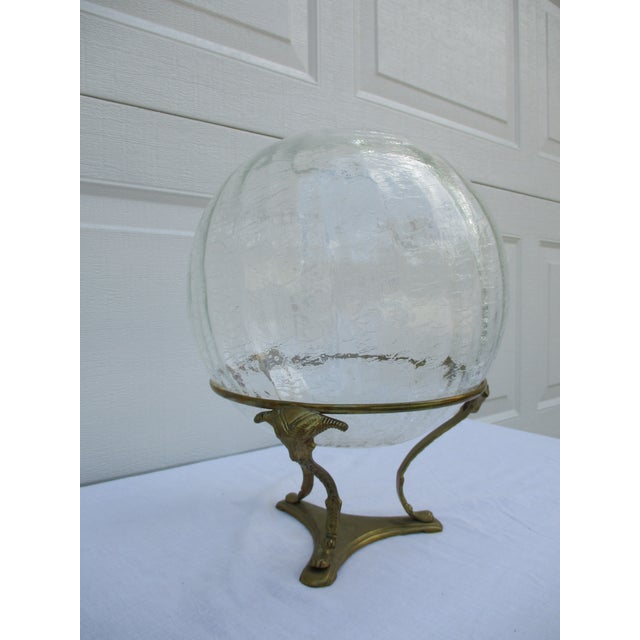 Mid 20th Century Brass and Crackled Glass Centerpiece Bowl For Sale - Image 5 of 11