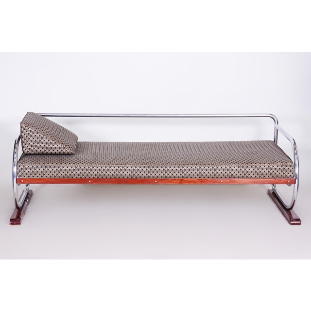 Bauhaus Sofa in Chrome and Backhausen Fabric attributed to R. Slezák, Czech, 1930s, in Restored conditions. Designed 1920...