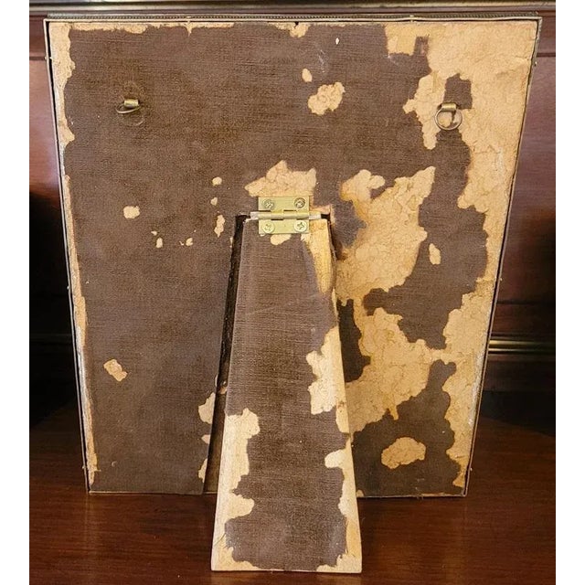 Metal Art Deco Brass and Black Enamel Photo Frame For Sale - Image 7 of 10