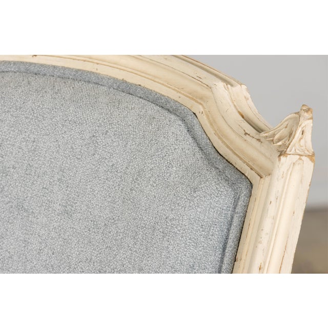 Wood Set of 6 French Louis XVI Painted Dining Chairs in Dusty Blue, Early 20th Century For Sale - Image 7 of 18