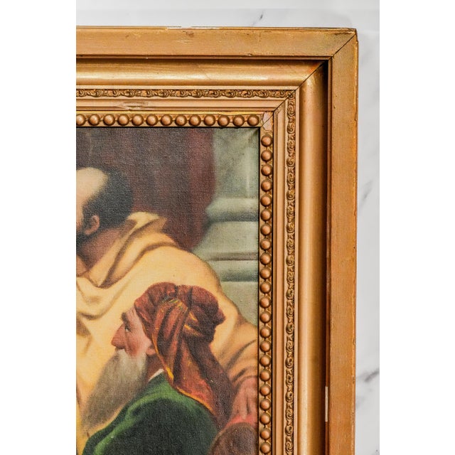 Classical Christian Antique Framed Oil Painting Religious Scene Jesus in Temple Home Wall Decor For Sale - Image 13 of 16