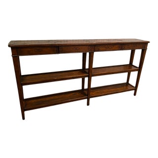 Late 20th Century Theodore Alexander Hand Made Rustic Wood Console Table For Sale