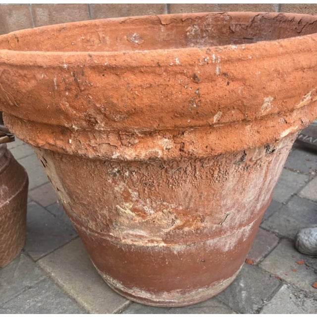 Large Vintage Terracotta Planter with Beautiful Aged Patina Beautiful oversized vintage terracotta garden planter with...