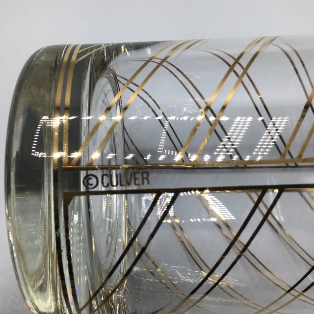 Gold Spiral Striped Culver Lowball Glasses - Set of 4 For Sale - Image 9 of 13