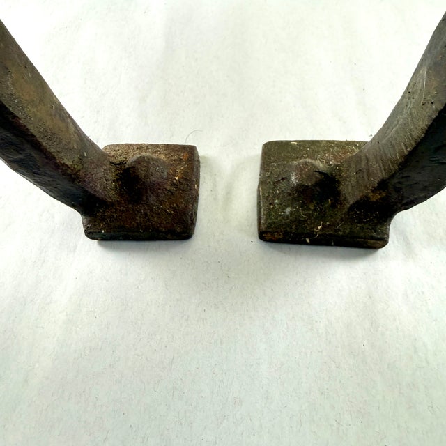 Black Cahill Ironworks Arts & Crafts Period Andirons, Signed. For Sale - Image 8 of 12