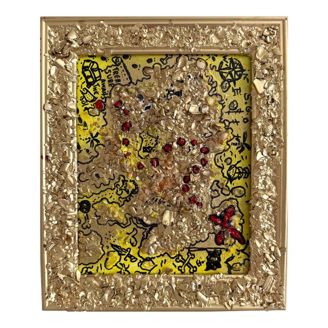 Serg Graff "The Pirate Gold Map Original Mixed Media Shell Painting Treasure Art For Sale