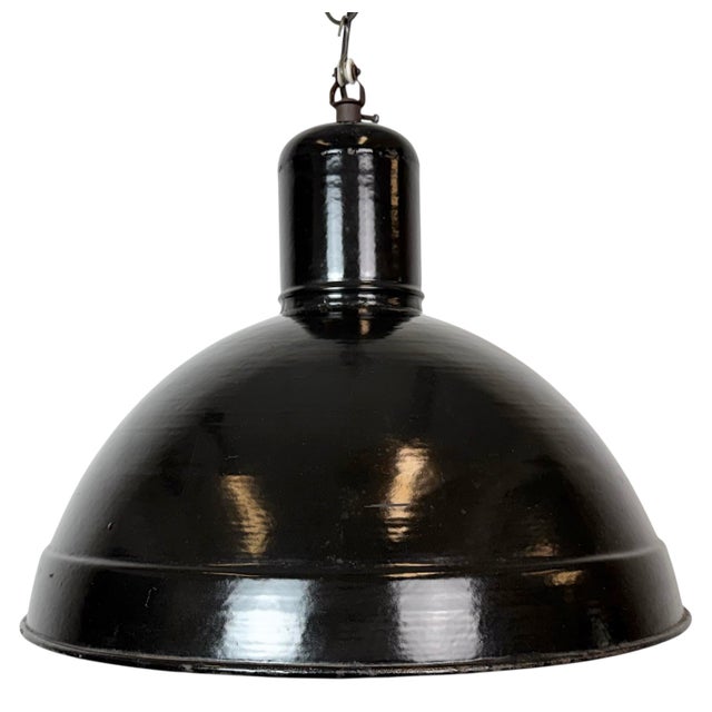 Industrial Black Enamel Factory Pendant Lamp, 1950s For Sale - Image 18 of 18