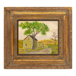 American Naive Landscape Scene Acrylic, 1966 For Sale