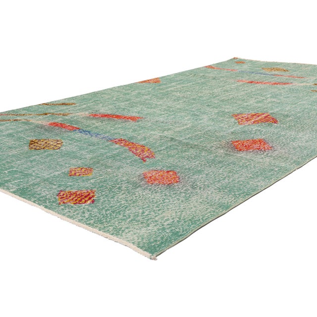 54093 Zeki Muren Vintage Turkish Sivas Rug, 05'00 x 09'00. The Celestial Drift: A Zeki Müren Sivas Masterpiece of Poetic...