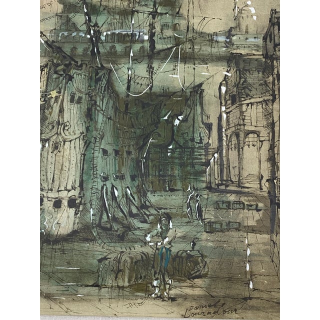 Printmaking Materials Daniel Louradour "Carnival in Venice" Mixed Media C.1970 For Sale - Image 7 of 13