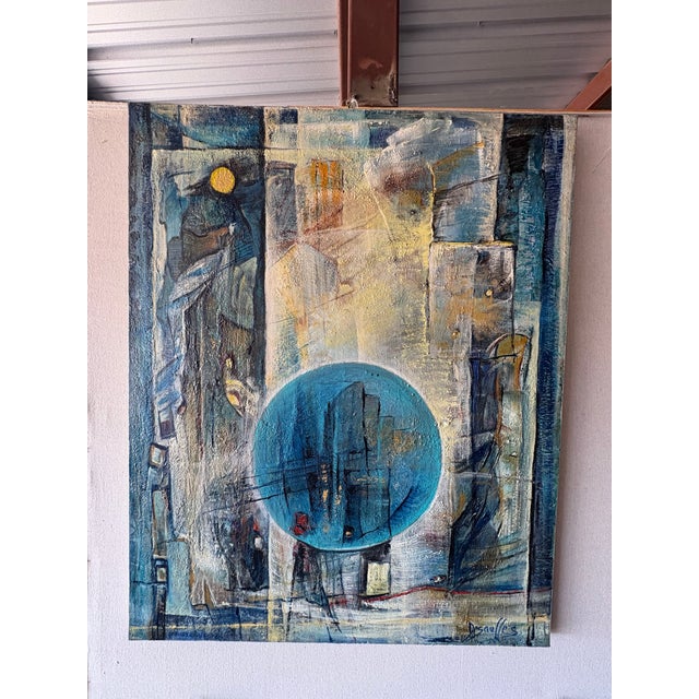 French Modern Abstract Oil Painting. Offered is a beautifully executed mid-century French modern abstract oil painting...