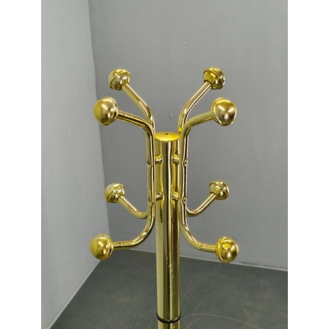 1970s Italian Brass-Plated Coat Rack with Marble Base, 1970s For Sale - Image 5 of 14