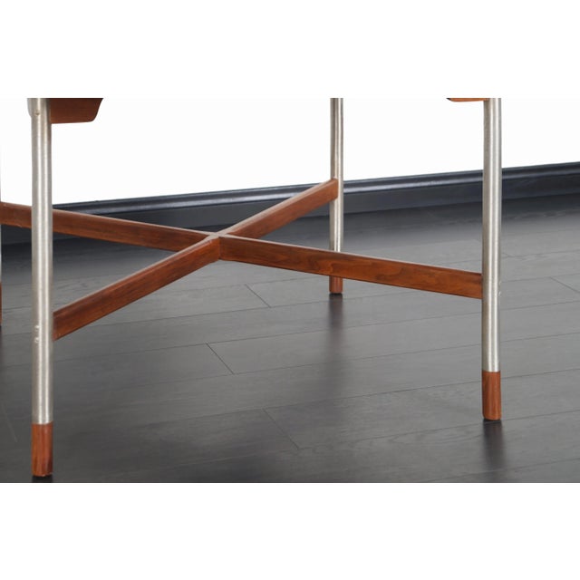 Arne Vodder Danish Walnut and Brushed Steel Table Attributed to Arne Vodder For Sale - Image 4 of 13