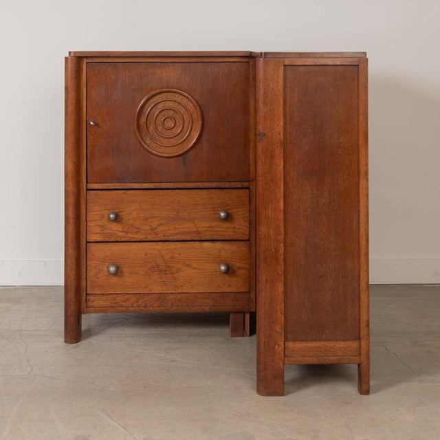 Charles Dudouyt 1940s French Carved Wood Corner Cabinet by Charles Dudouyt, Attributed For Sale - Image 4 of 15