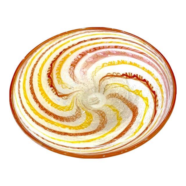 Late 20th Century Pizichillo Gordon Art Glass Bowl Swirl San Francisco Bay Area Oakland Decor For Sale