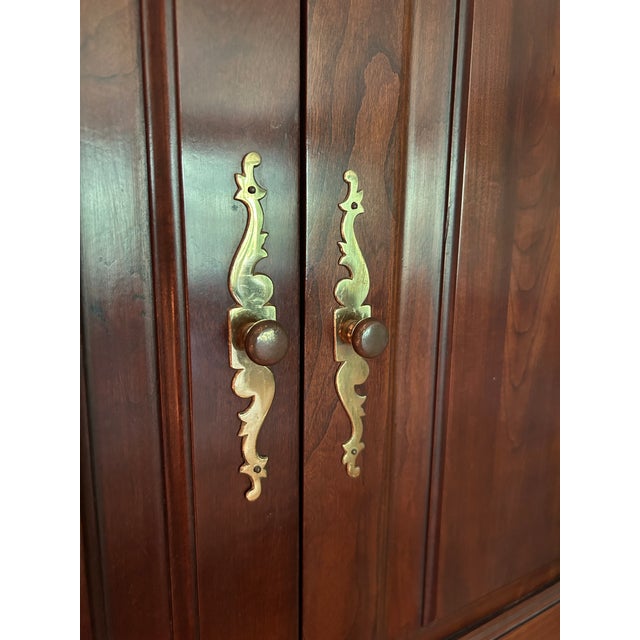 Statton TruType Americana Mid-Century Solid Cherry Queen Anne Style Highboy Armoire For Sale - Image 9 of 11